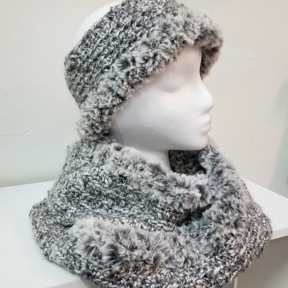 Faux fur trimmed Earwarmers, hats. infinity scarf - Picture 1 of 12